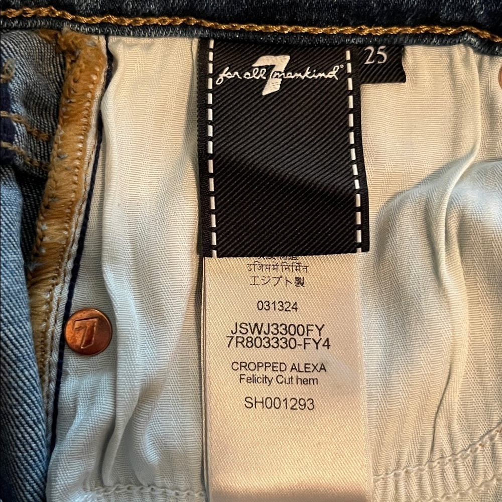 7 For All Mankind Women's Wide Leg Flare Jeans in Medium Blue - Picture 9 of 16